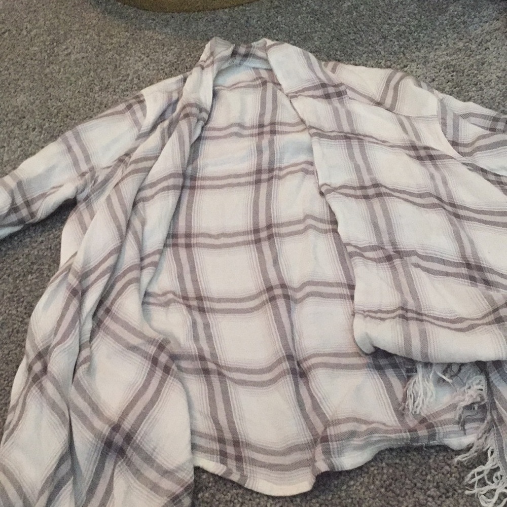 Size 10 justice cardigan plaid gray and white
